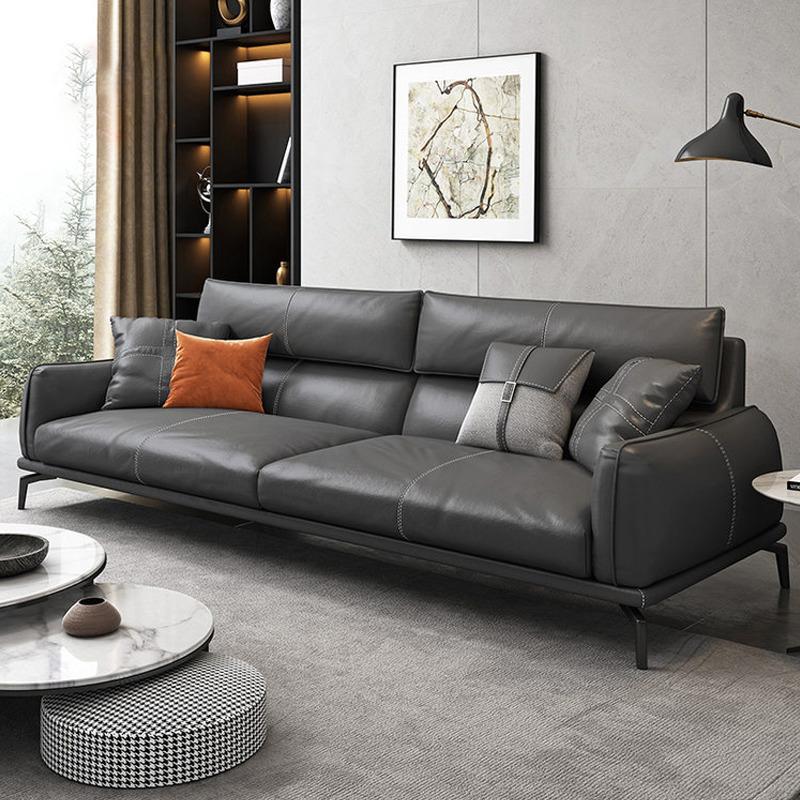 Genuine Leather Three-Seat Coffee Table Combination Set, Fashionable, Simple, Modern Reception, Business Reception, Nordic Office Sofa