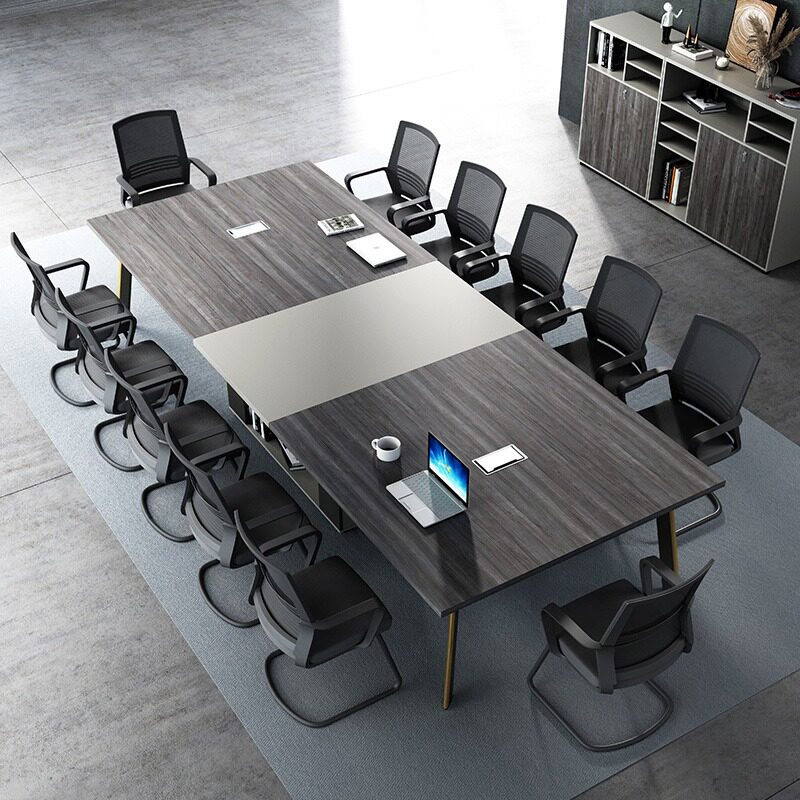 Brief Conference Table Minimalist Modern Nordic Wind Strip Negotiate Table Metal Feet Bench Rectangular Table And Chairs Combination