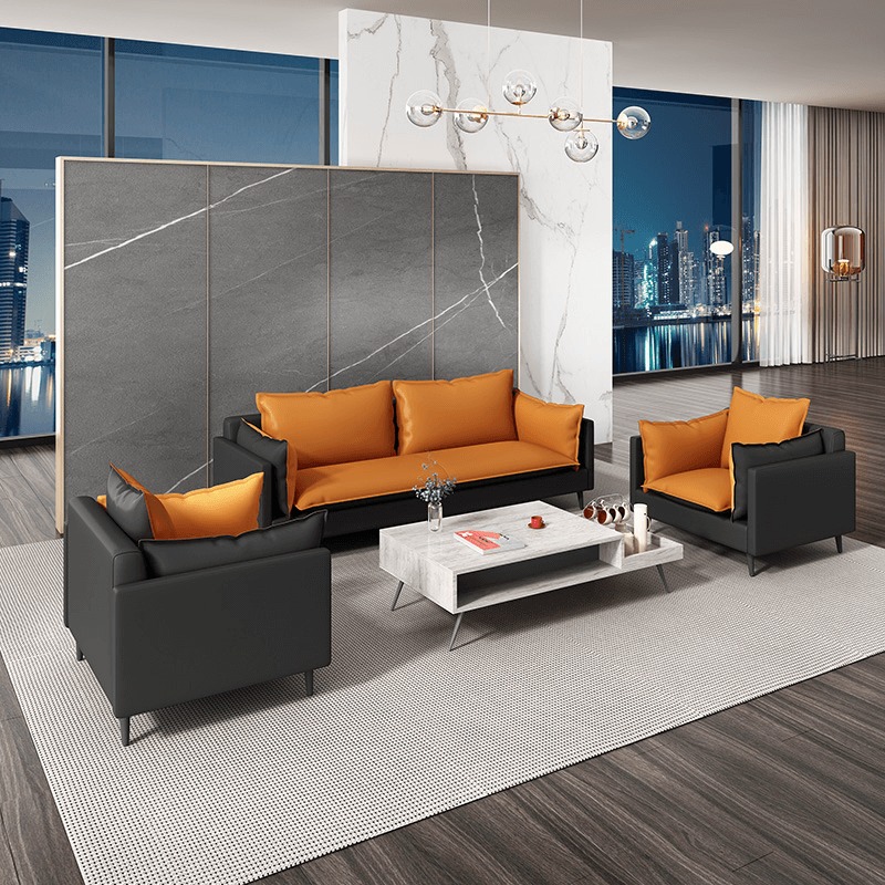 Office Brief sofa tea table Composition trio Place business leather Sofa Reception Guests Modern Office Sofa