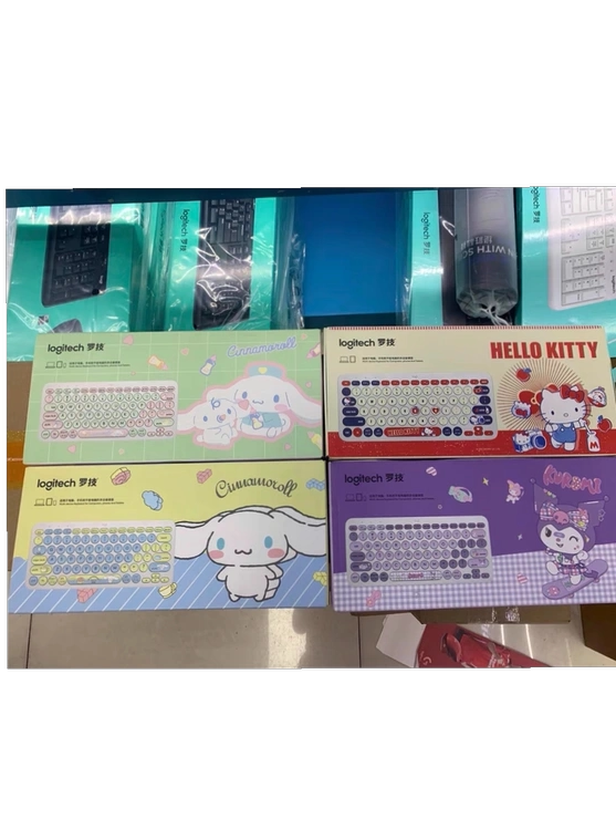 Brand New, Genuine, Unopened Logitech K380 Bluetooth Keyboard Co-Branded with Kuromi, Big-Eared Dog, and Hello Kitty