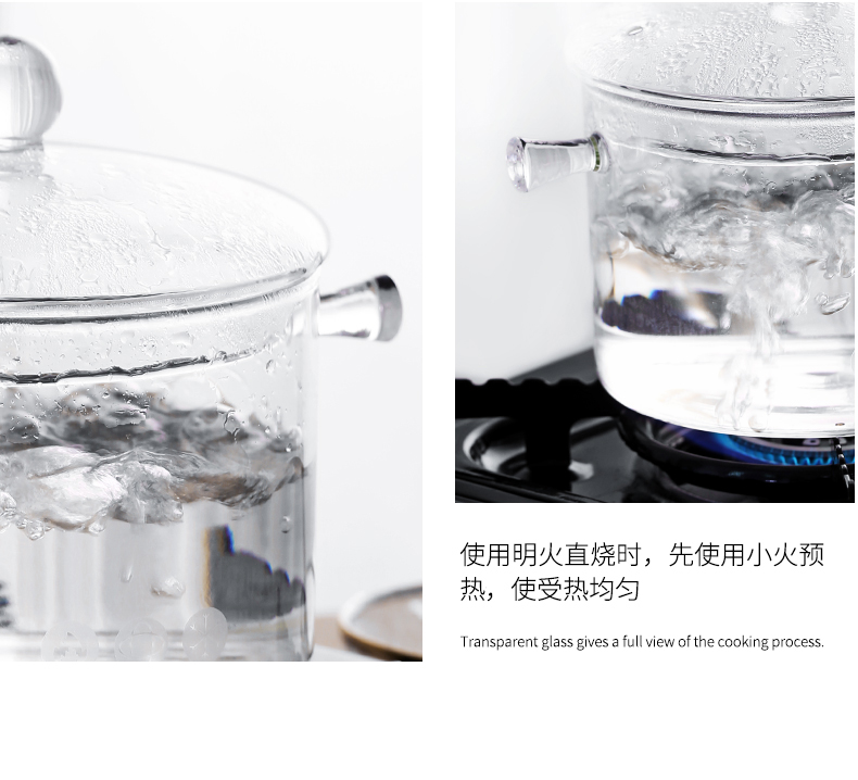 Transparent high borosilicate glass ears pot soup household electric TaoLu gas flame heat resisting high temperature resistant soup pot of stew