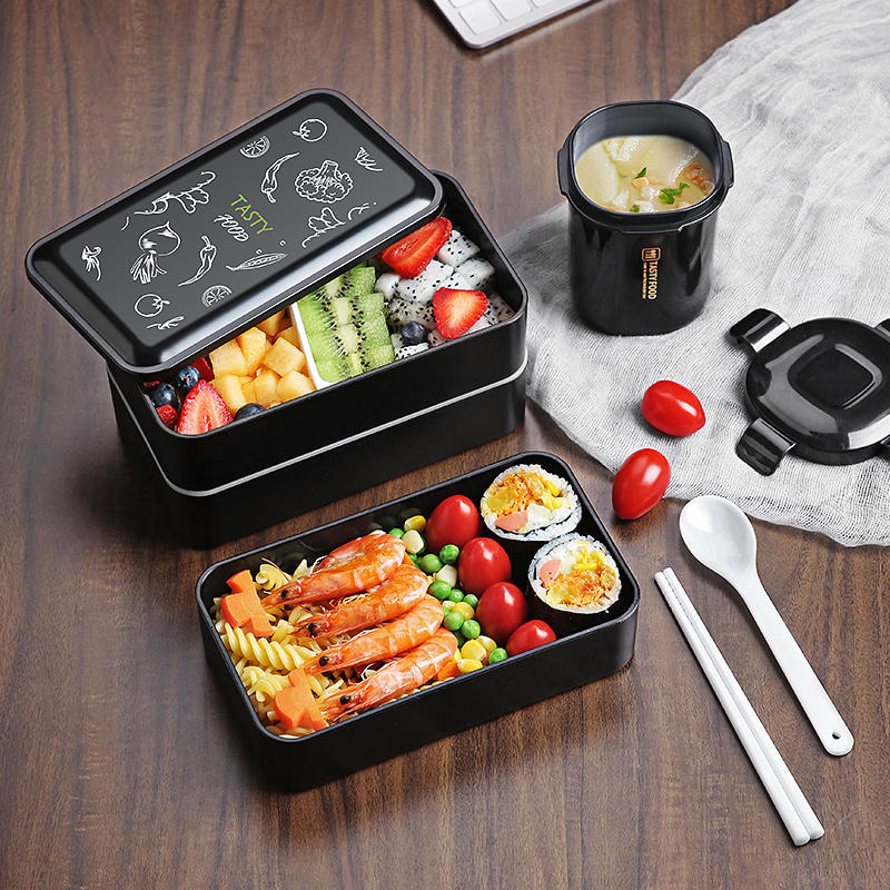Japanese lunch box student lunch box office worker salad fitness weight loss fat reduction lunch box light can be microwaved