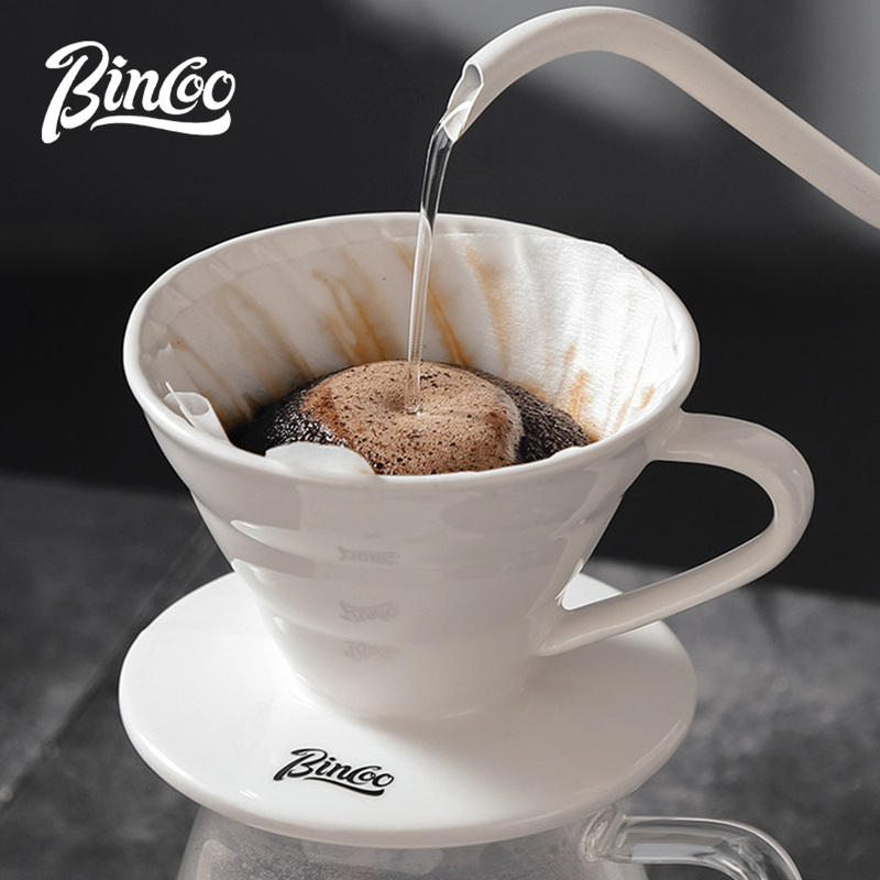 Bincoo Hand-Brewed Coffee Pot Set Ceramic Coffee Filter Cup V-Shaped Extraction Drip Filter Cup V60 Filter Cup