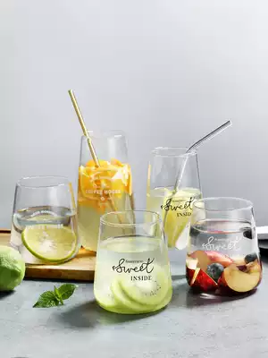 Chunky glass water cup Household simple and fresh forest series good-looking drinking cup personality creative trend tea cup
