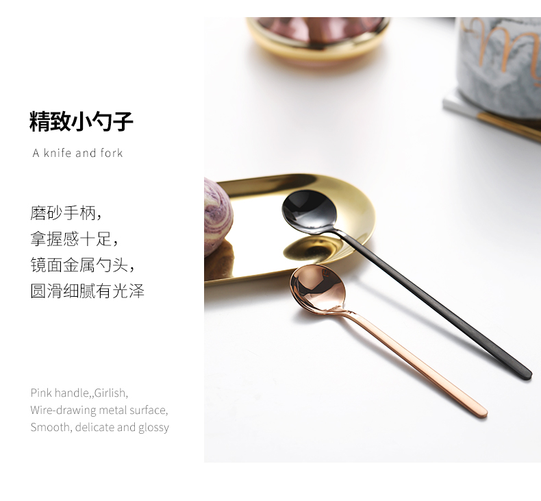 Muỗng cà phê đỏ muỗng inox muỗng dài tay châu Âu nhỏ sang trọng mật ong thìa in tráng miệng khuấy thìa - Cà phê cốc uống cà phê