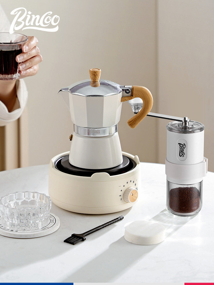 Bincoo Moka Pot Coffee Maker Home Electric Ceramic Stove Set Espresso Extraction Coffee Pot Utensil Gift Box