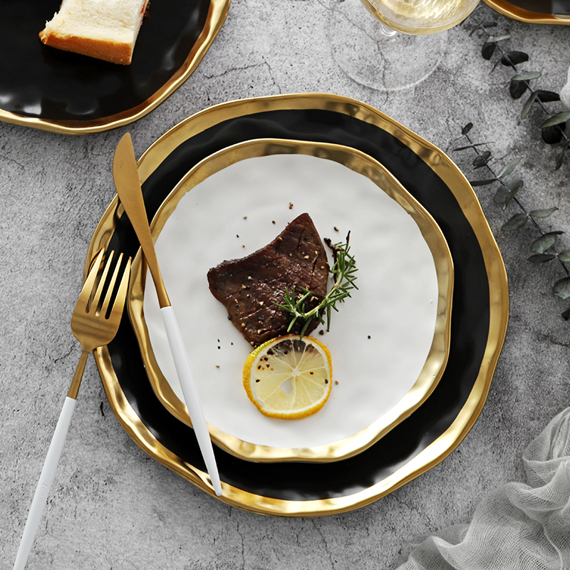 Good-looking saucer dishes on plate Home Nordic Personality Creative Irregular Ceramic Steak Italian pastry dinner plate