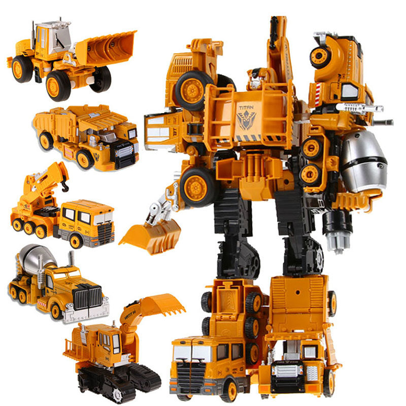 Alloy deformation engineering vehicle toy children's fit robot boy baby excavator stacker bulldozer deformation
