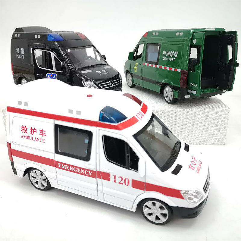Alloy ambulance toy children's postal car model boy simulation fire truck large 120 Mercedes ambulance