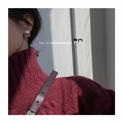 14K gold thread purple natural baroque button Pearl retro sterling silver earring mosquito coil ear clip