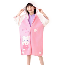 Bath towel childrens swimming bathrobe water-absorbent quick-drying hooded cloak special towel for bathing girls portable shawl