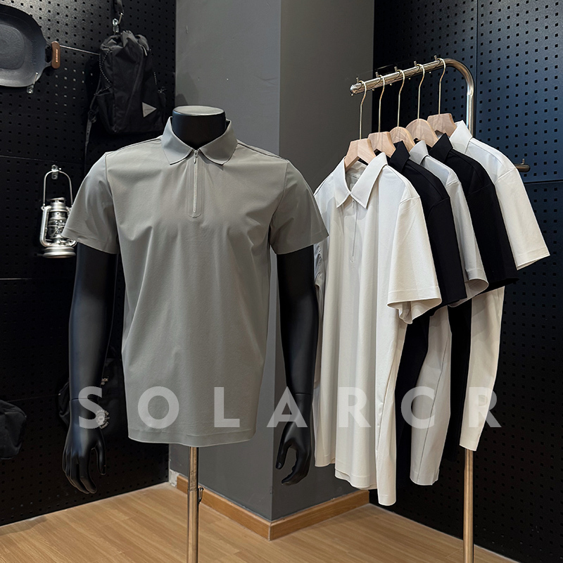 Solarcr Men's Summer Half-Zip Quick-Drying Breathable Short-Sleeved Polo Shirt Sports Casual Stretchy Lapel T-Shirt