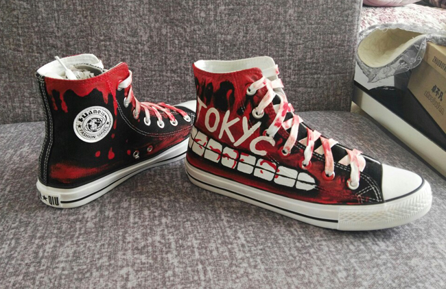 Authentic Global 东京 Tokyo Ghouls giày vải vẽ tay đẫm máu đôi nam nữ đôi giày graffiti sinh viên - Plimsolls giày sneaker nam chính hãng