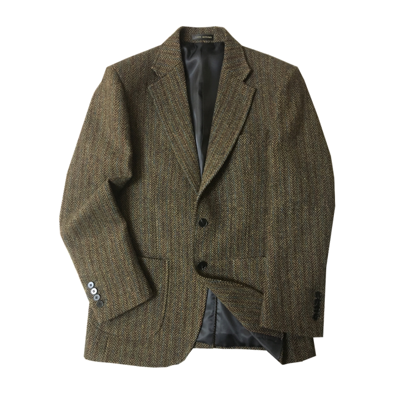Autumn and Winter New Arrivals Original Men's Colorful Herringbone Tweed Wool Two-Button Slim-Fit Vintage Suit