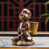 Net red tea set little man urine urine spray water child tea pet little monk Kung Fu Tea Set Decoration tea ceremony creative tea table