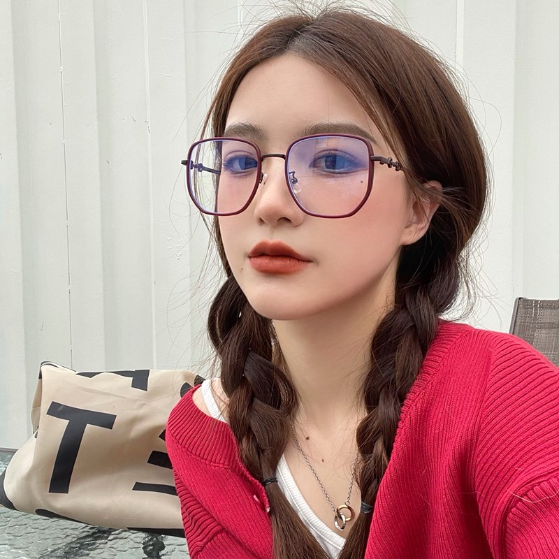 Net red myopia glasses female can be equipped with degree of face of small Han tioxin glasses frame large face and thin eye frame