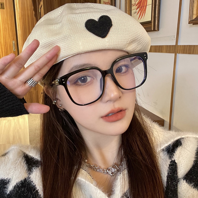 Day of black frame glasses female myopia astigmatism Korean version wave radiation protection large frame round face Thin Vegetarian face Men's eye Male