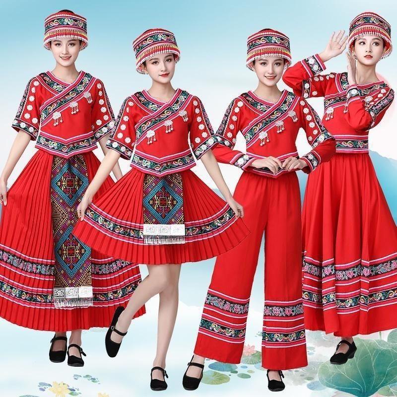 Новый костюм для выступления в Мяо 3 марта, женский танцевальный костюм для выступлений этнических меньшинств Чжуан Туцзя И для взрослых