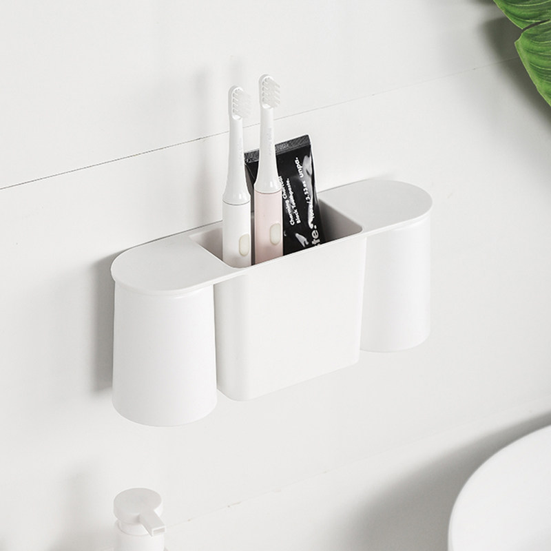 Couple magnetic suction tooth brushing cup suit hanging wall style home washing cup wall-mounted gargling cup son shelve plastic tooth cylinder