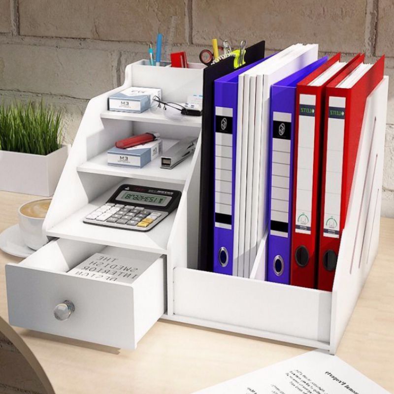 Desktop Bookshelf Desk Document Rack Student Desk Finishing Rack Containing Box Shelve Information Shelf Multifunction