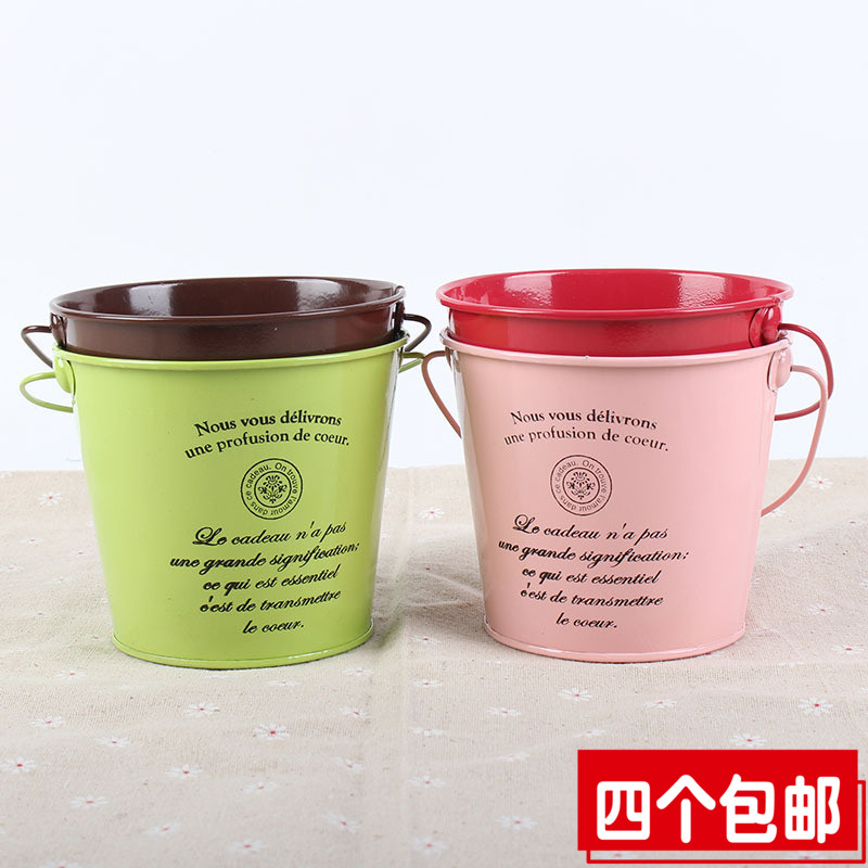 Manufacturer Jian Yoda Garden Flower Pot iron Bucket Iron Art Flower Barrel Flowers Dry Flower Iron Barrel Flower Shop Decoration Pendulum to raise flower pail