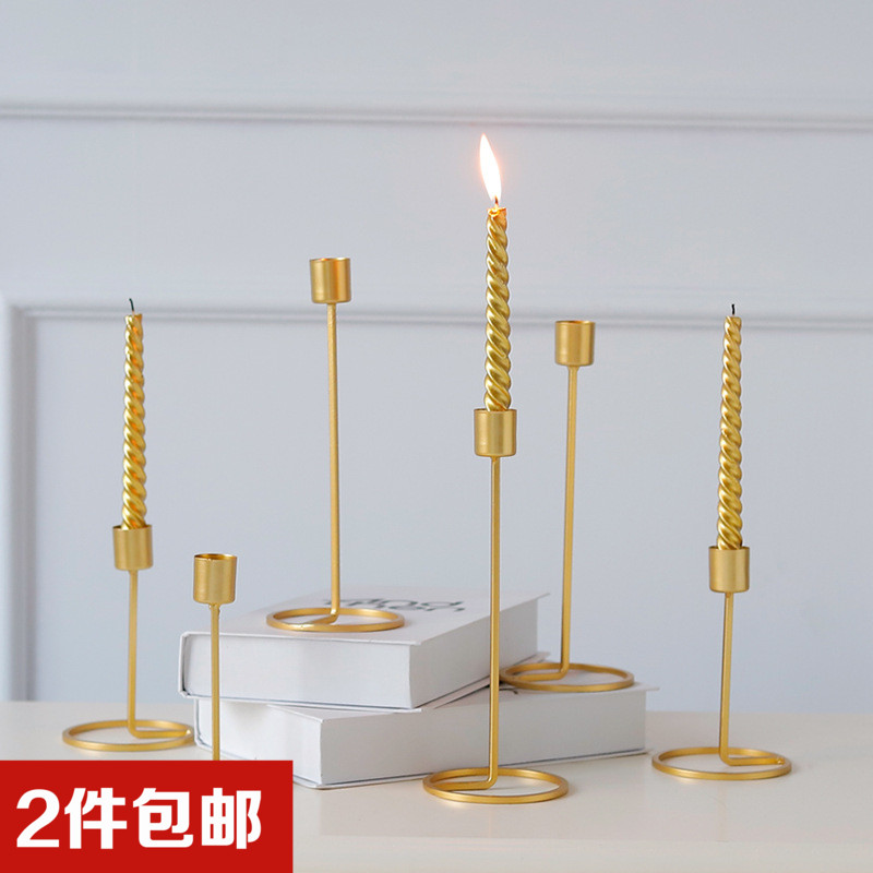 Nordic wrought iron candlestick ornaments golden candlestick European table decorations wedding gift candlelight dinner props