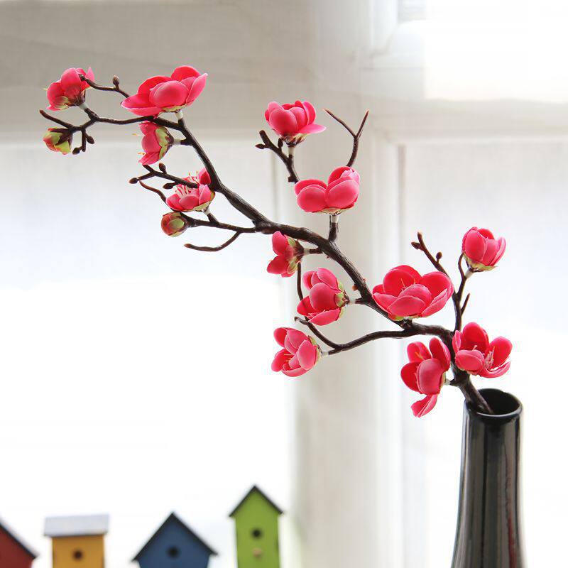 Single-branch simulation plum blossom branch Ramei fake flower silk flower Chinese style Hashi Living room with flower arrangement wedding decoration pendulum piece