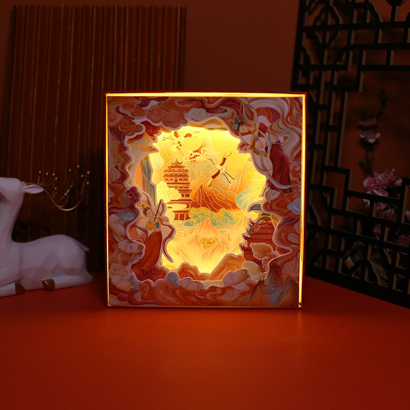 Light box hand account full color notebook with light string bronzing tape sticker set national style hand account book hollow notepad