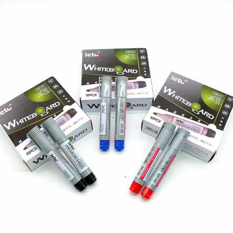 Leto 520 whiteboard pen black blue red can add ink and erasable teaching whiteboard water-based pen
