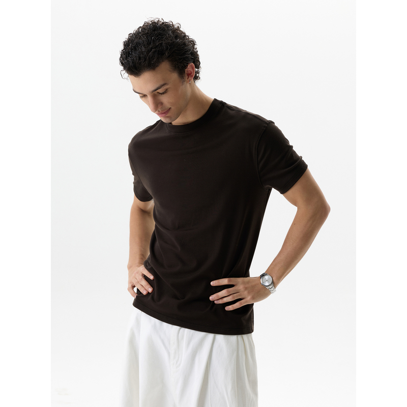 Maxdstr Tencel Lyocell Wool Ribbed Elastic Short-Sleeve T-Shirt for Men and Women, Skin-Friendly, Soft, Versatile Commuting Top