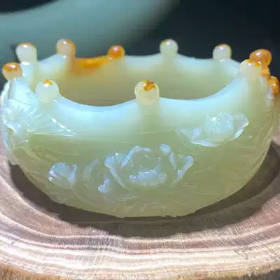 Huangbai River grinding jade bracelet master carving Phoenix opera Peony 60 caliber collection Crown bracelet