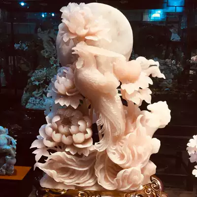 Xiuyu ornaments, landscape, River, Moto, Jade, mountain, Feng Shui, decoration, hemeishi, office, Feng Shui, Phoenix, Peony