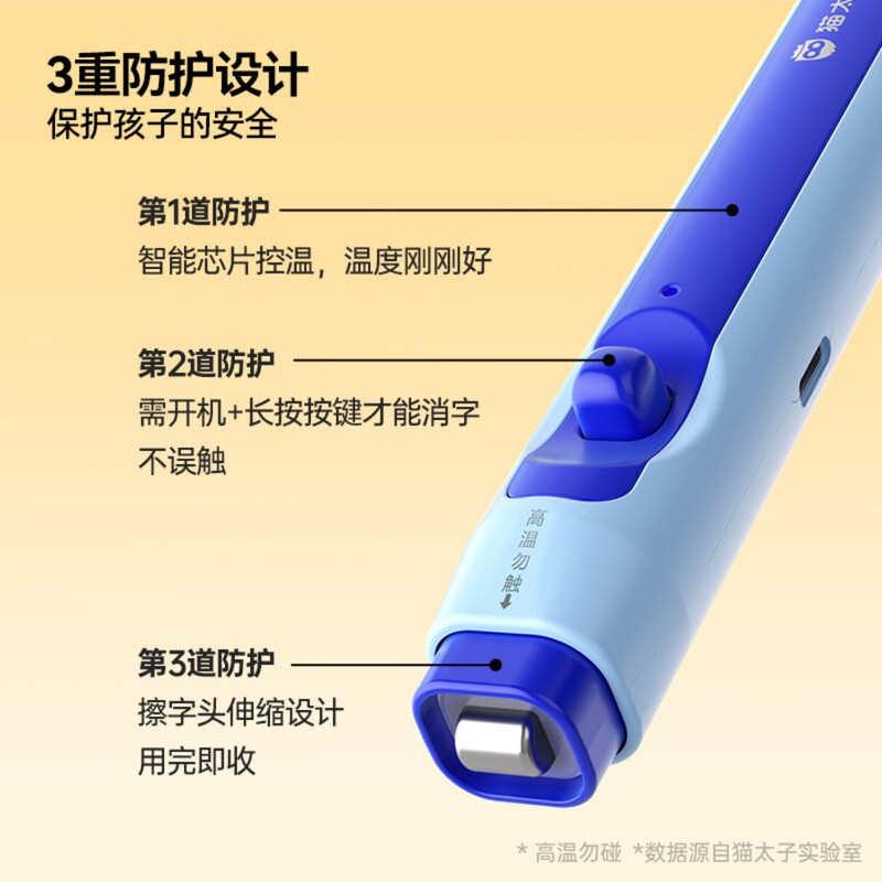 Cat Prince Electric Eraser, Heat-Sensitive, Student-Specific, No Debris, Ultra-Clean, Non-Toxic Eraser for Kindergarten, Black Technology