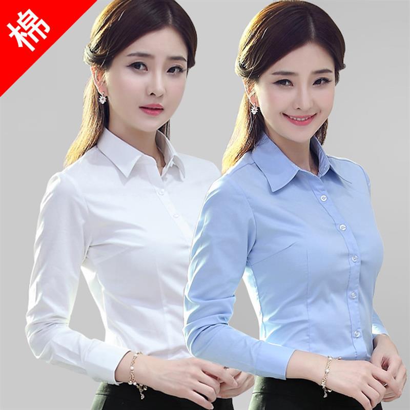 High-End Pure Cotton White Shirt for Women, Long-Sleeved Professional Workwear, Spring and Summer Workwear Suit, Formal Women's Shirt