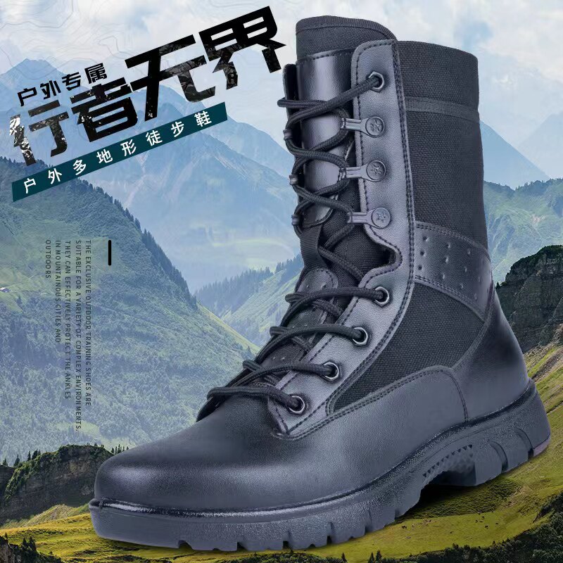 New type outdoor ultra-light wear-resistant warfare boots for men and women security shoes in winter net eye large-code zipper combat boots