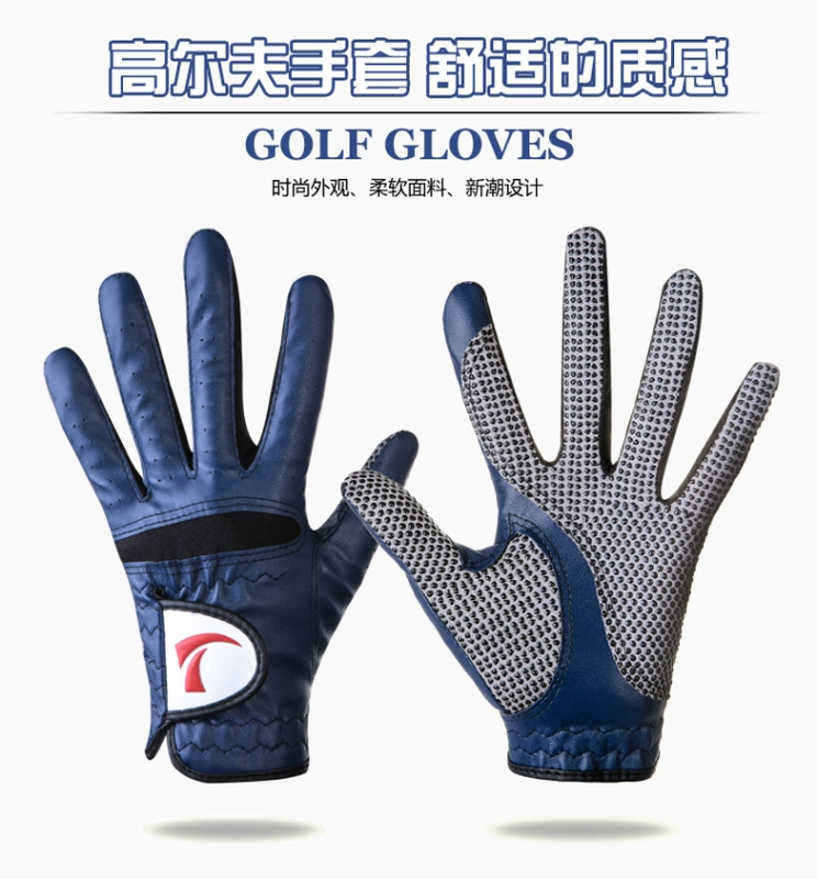 Găng tay golf Nam PU Da tay trái Trượt đơn Mặc thoáng khí Găng tay luyện tập Golf