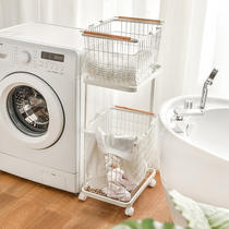 IKEA simple laundry basket Household Wrought iron toilet dirty laundry basket Laundry basket storage basket Waterproof clothes frame cart