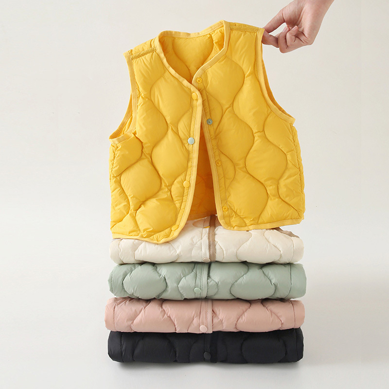 Children's down Vest 2024 New Autumn and Winter Clothing for Boys and Girls, Lightweight Baby Vest, Baby Outerwear Vest