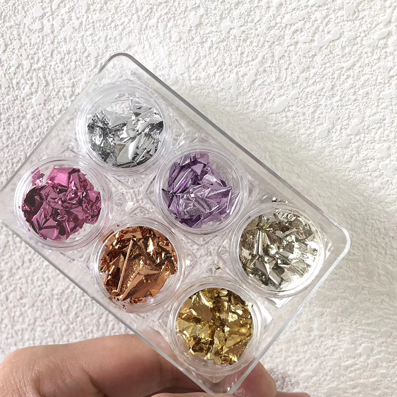 Japanese-style manicure ultra-thin ultra-bright gold foil paper tin foil fragments bronze silver foil paper illusion 6-color nail DIY decorations