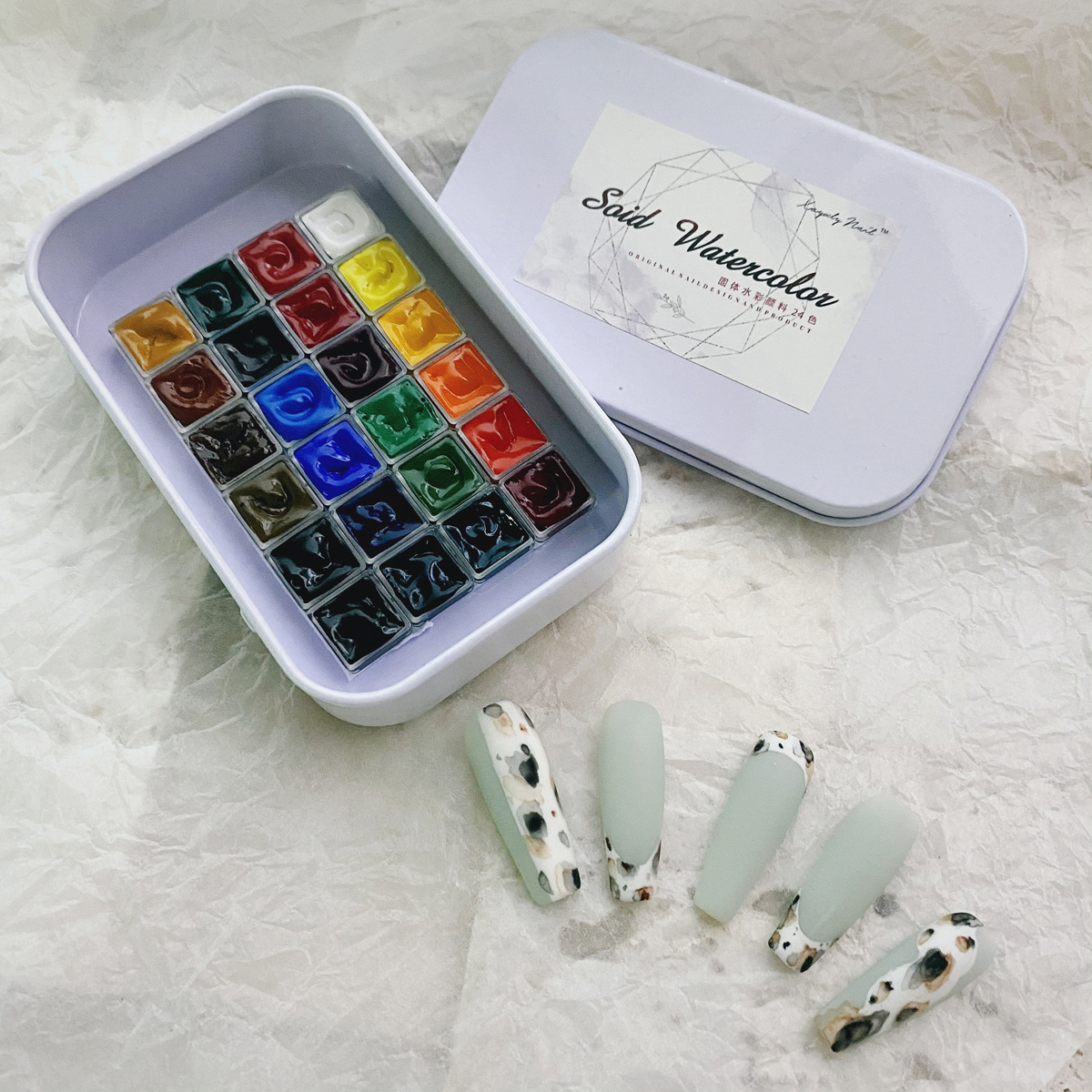 Manicure watercolor solid pigment Japanese-style blooming acrylic painted pearlescent solid watercolor marble nail special pen