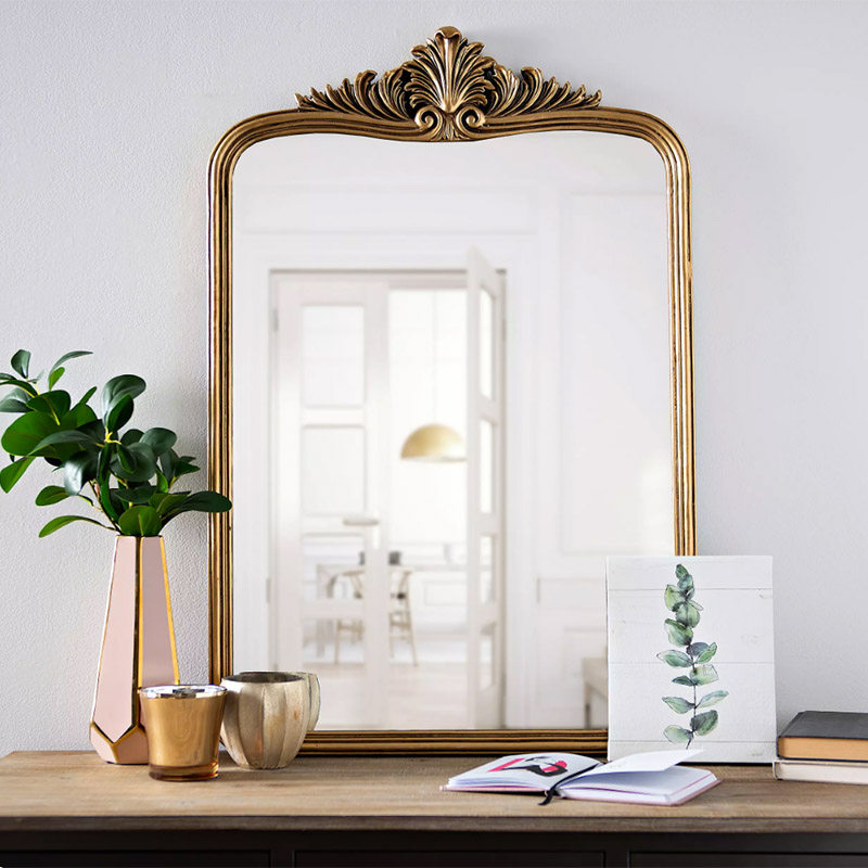 European-style retro-dresser large wall-mounted desktop cosmetic mirror hanging wall-type luxury bathroom mirror for household wear mirror