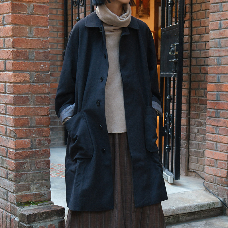 Inless丨Aviva Jifei Xue Mac Coat Wool-Cotton Long Coat Trench Coat