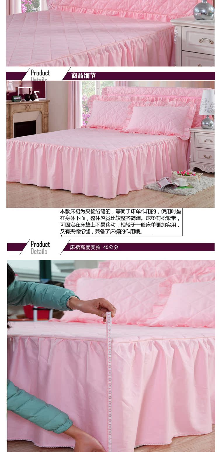 Bông bedspread giường váy Hàn Quốc ba mảnh giường giường 1,5m 1.8m bảo vệ tay áo một mảnh bông bông trải giường bông - Trang bị tấm ga trai giuong cho spa