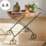 Nội thất retro rèn sắt ăn xe sáng tạo bánh xe rắn gỗ xe đẩy nhà hàng xe đẩy - FnB Furniture bàn tiếp khách