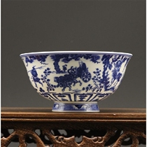 Qianlong annual blue and white figures Guiguzi pattern Bowl classical home retro ornaments antique porcelain collection