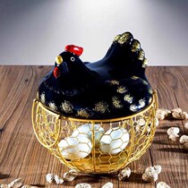Creative ceramic egg basket hen storage basket iron basket living room fruit basket Kitchen restaurant decoration gift