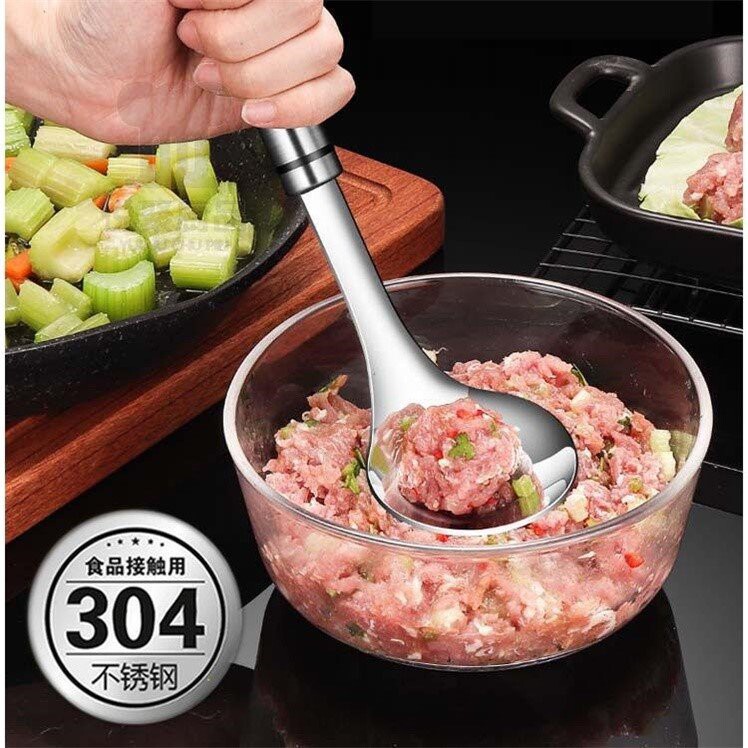 Thickened 304 stainless steel meatball maker squeeze balls artifact homemade fish ball shrimp slide digging meat spoon tool