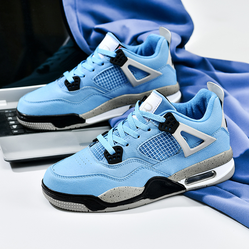 Aj4 Men's Shoes Low-Top University Blue Student Practical Training Shoes Jordan 4 Basketball Casual Sports Shoes High-Top Sneakers Men's Style
