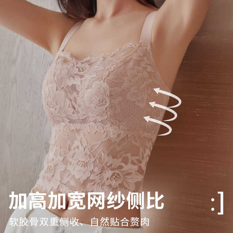 Ultra-Thin Lace Bra for Large Busts, Anti-Exposure, Sexy Backless Camisole Style, Summer Women's Plus-Size Bra