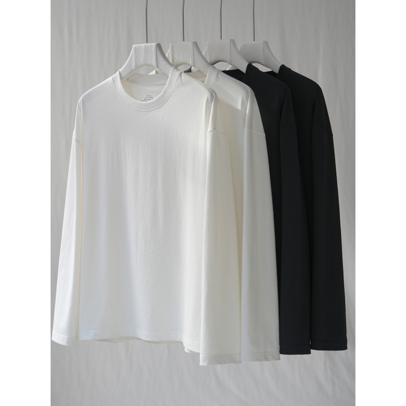 Ma·Fu Pays Tribute to the Classics, Minimalist Black and White Pure Cotton Long-Sleeved T-Shirt, Skin-Friendly Men's Base Layer Shirt